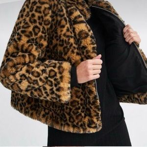 Zara Leopard print faux fur jacket